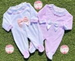Bow Velour Babygrow