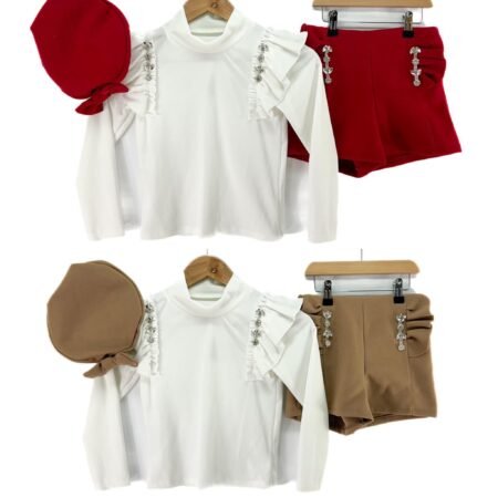 Paisley Short Set with Beret