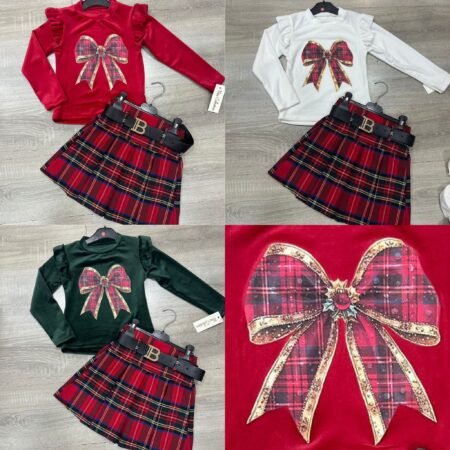 Hollie Tartan Bow Skirt Set