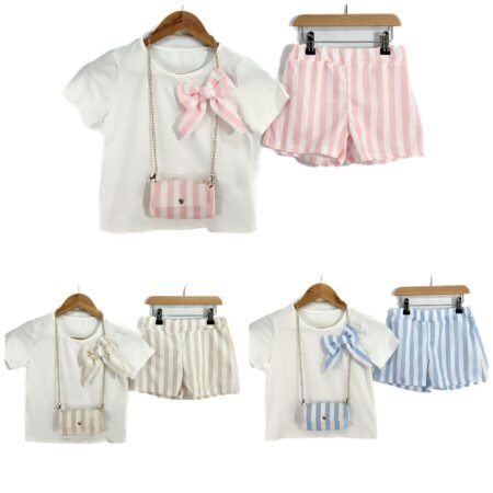 Alexia Stripe Short Set With Bag