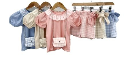 Gingham Short Set With Bag