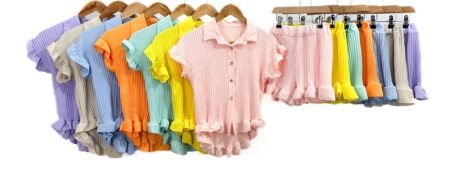 Pleated Girls Short Set