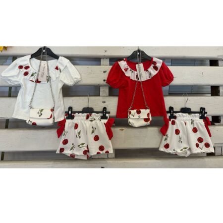 Cherry & Bow With Bag Short Set (Peter Pan Collar)