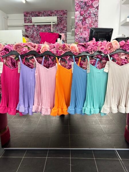 Cami Strap Plain Pleated Dresses