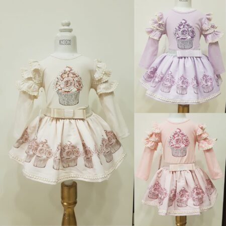 Cupcake Rose Long Sleeve Skirt Set