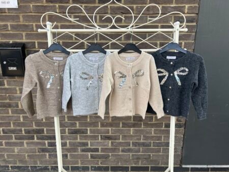 Sequin Bow Soft Knit Cardigan