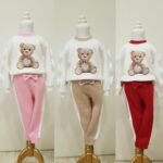 Girls Diamonte Teddy triple bow tracksuit