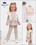 Girls Ribbed Akkon Girls Bow Trouser Set