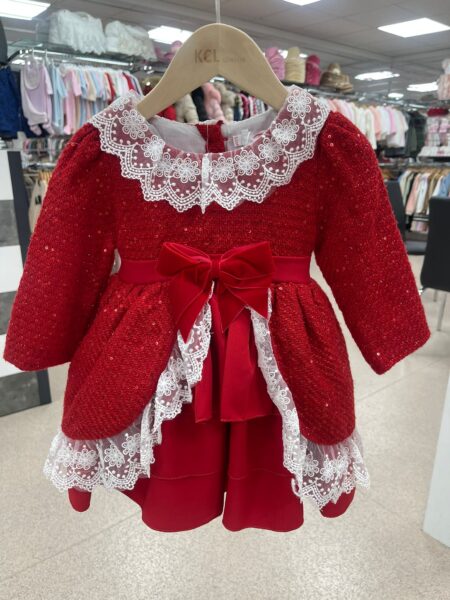 Kids Premium Leonteas Red & White Dress