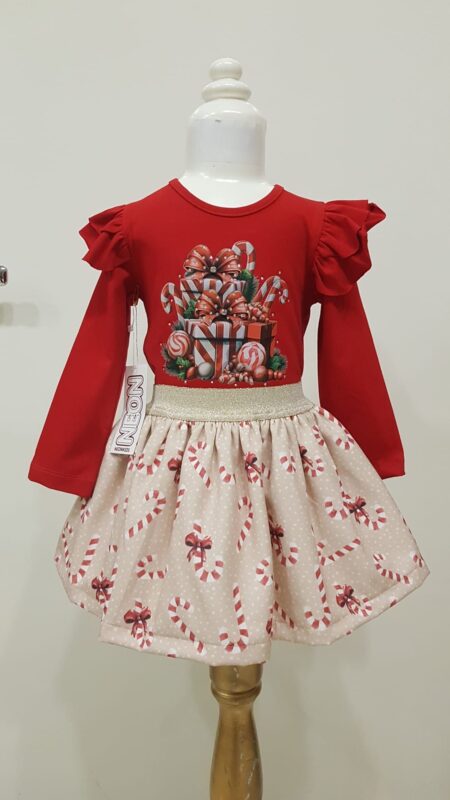 Dainty Darlings Candy cane & Presents Skirt Set