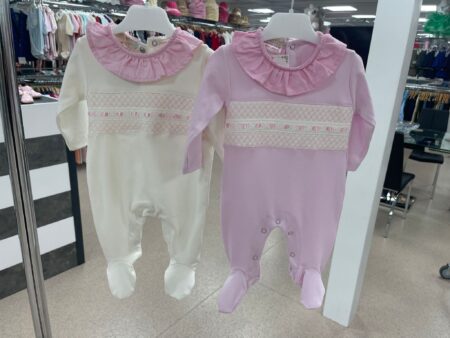 Little Dreams Girls Ribbon Slot Sleepsuit/Babygrow