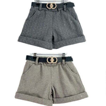 Kids Diamonte Shorts With Belt