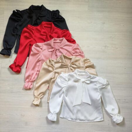 Girls Satin Bow Blouse