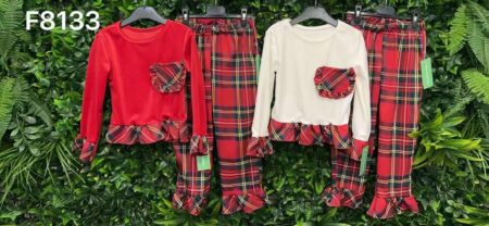 Tartan Girls Velour Frill Pyjamas 2025