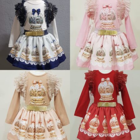 “Neon Snowglobe With Pearls” skirt set