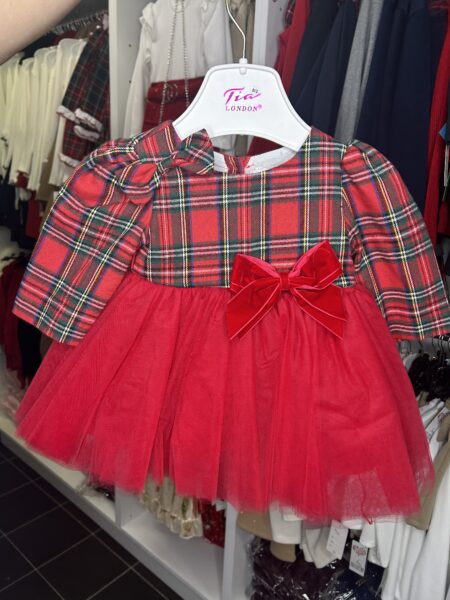 Tartan Tulle & Bow Dress (K241)