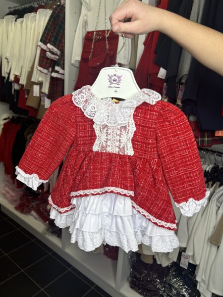 Leanna Red & White Dress with Bloomers