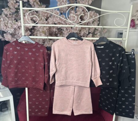 Dainty Darlings Diamonte Bow Knitted Tracksuit