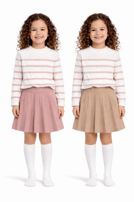 Lucia Striped Diamonte Skirt Set 6001