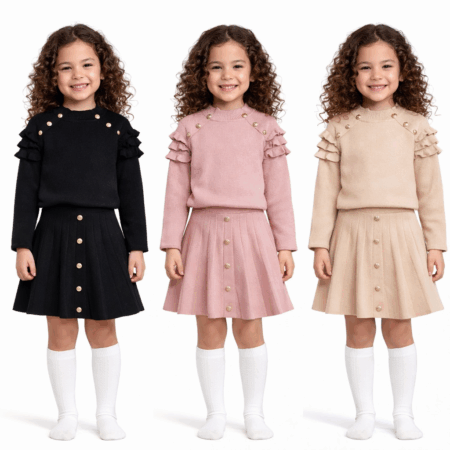 Myah Gold Button Skirt Set 6006