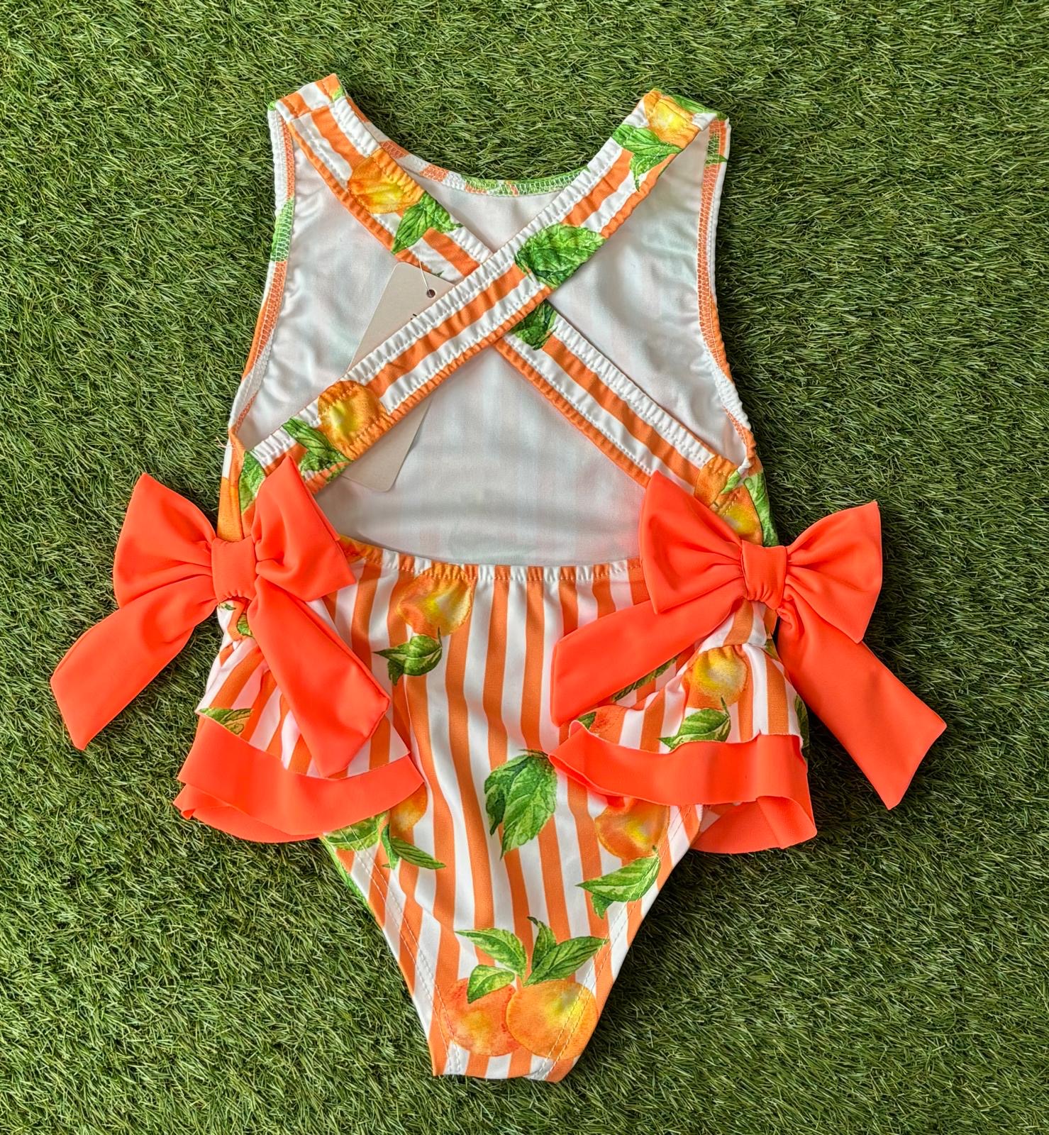 Orange Stripe Swimming Costume 2025 - Image 2