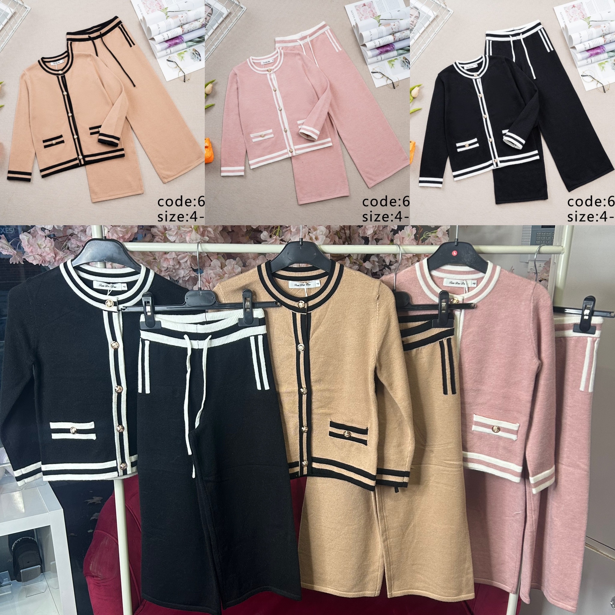 Miami Gold Button Trouser Set 6023