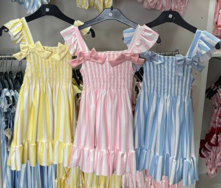 Pinstripe Smocked Style Summer Dress (matching swimwear available)